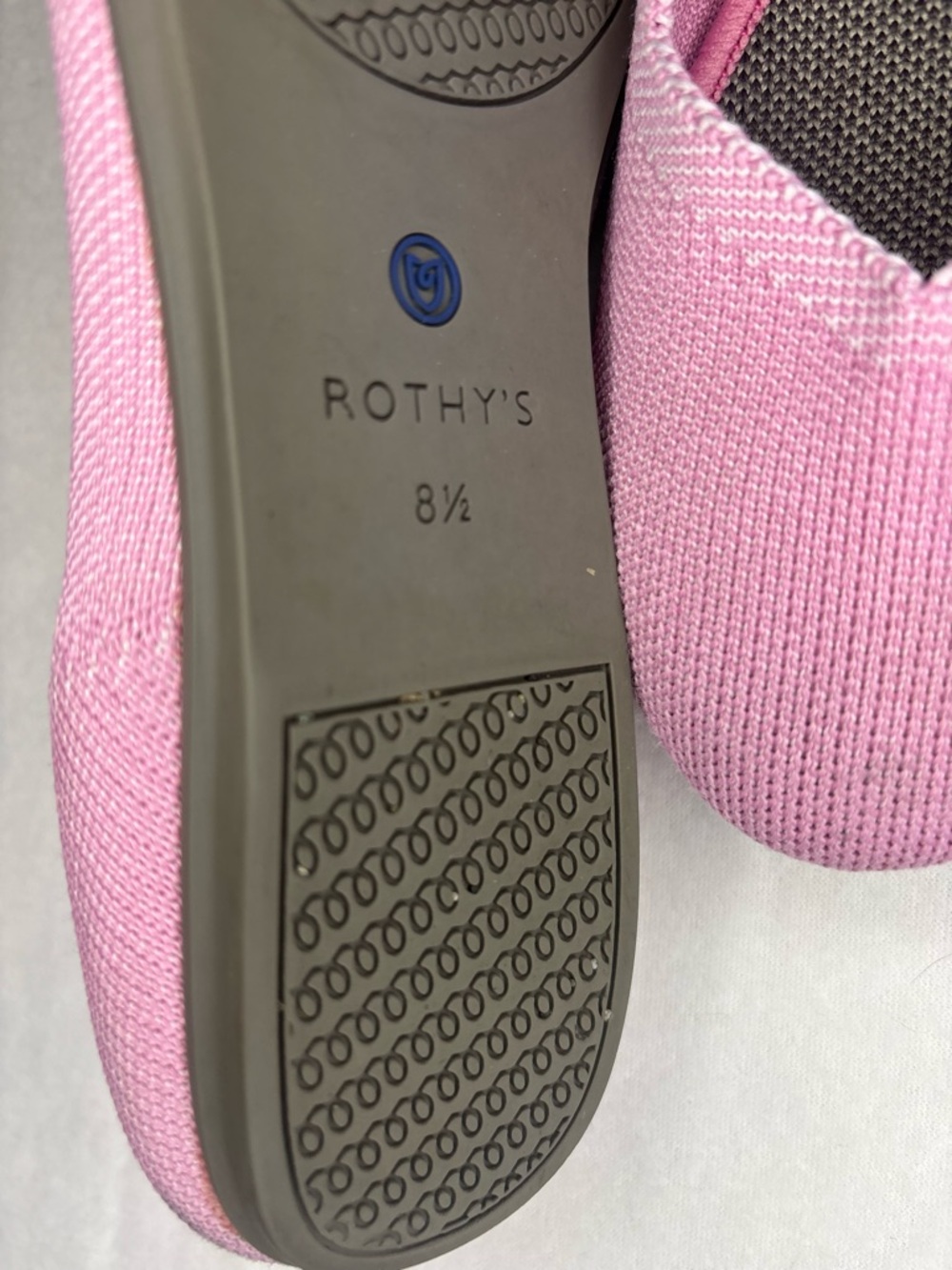 Rothy's Pink Knit Ballet Flats with Blue Trim - Picture 3 of 10